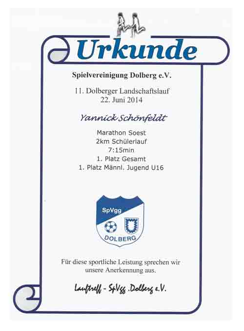 Dolberg Urkunde 2014